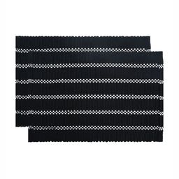 Aura 2-Pcs Black Striped Cotton Soft Anti-Slip Bath Mats-image-87