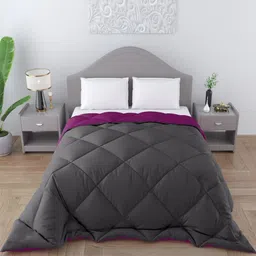 CHICERY Purple & Grey Microfiber AC Room Single Bed Comforter-image-45