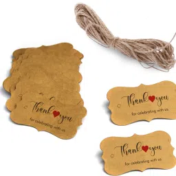 Thank You Tags, Labels, Hanging Cards, Perfect for Gifts, Weddings 4x7 cm (Brown) - Pack of 100 (Thank You For celebrating with us a1) Non Adhesive Paper Label-13