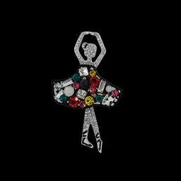 Curren Rimestone Studded Statement Ballerina Brooch-picture-38