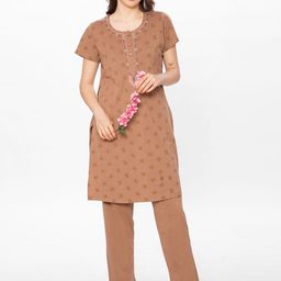 Hautemoda Pure Cotton Round Neck Printed Night Suit-image-60