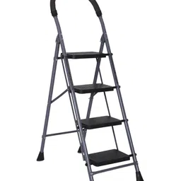 Parasnath Premium Black & Grey Power-Coated Strong & Anti-Skid Foldable 4-Step Ladder-30