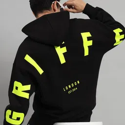 GRIFFEL Men Typography Printed Hood Sweatshirt-image-28