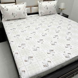 Pure Decor Mansion White Floral 330 TC Pure Cotton King Bedsheet Set - 2.7 M x 2.7 M-image-29