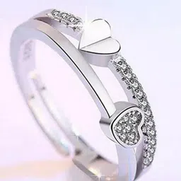 Ringzinnie925 Sterling Sliver-Plated Crystals Studded Adjustable Finger Ring-image-58