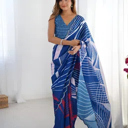 CANIZZARO Abstract Printed Mirror Work Saree-picture-22