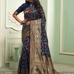 BerMondsey Ethnic Motifs Woven Design Banarasi Saree-image-87