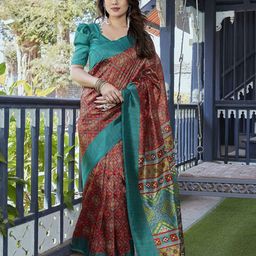 KALINI Floral Art Silk Half and Half Saree-image-62