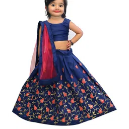 Shoryam Fashion Girls Blue Raw Silk Lehenga Choli-picture-34
