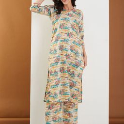 Fabclub Women Floral Printed Regular Kurta with Trousers-25