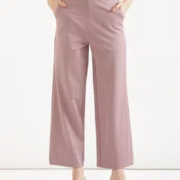 SAADAA Women Straight Fit High-Rise Trousers-picture-14