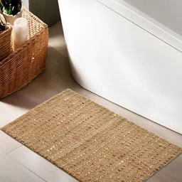 Home Centre Beige & White Textured 1400 GSM Anti-SkidBathRugs-64
