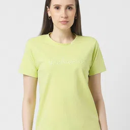 Van Heusen Woman Typography Printed Round Neck Pure cotton T-shirt-image-19