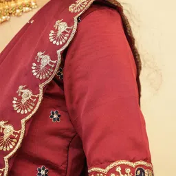 Fabcartz Embroidered Thread Work Semi-Stitched Lehenga & Unstitched Blouse With Dupatta image 4