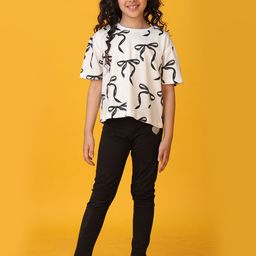 Anthrilo Girls Printed T-shirt with Leggings-image-85
