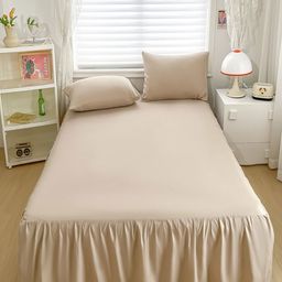 JC HOME Khaki 150 TC Fitted King Bedsheet with 2 Pillow Covers-image-43
