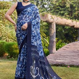 HERE&NOW Floral Printed Pure Georgette Saree-picture-14