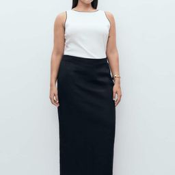 MANGO Back Slit Linen Straight Maxi Skirt-image-51