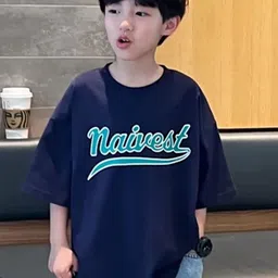 Xsole Boys Typography Printed Round Neck Cotton Oversized T-shirt-picture-44