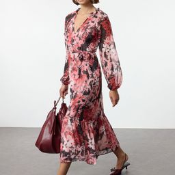 Trendyol Floral Print Puff Sleeve Fit & Flare Midi Dress-picture-46