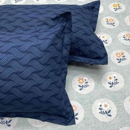 Pure Decor Blue & Grey Floral 300 TC King Bedsheet with 2 Pillow Covers-picture-2