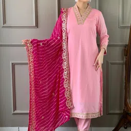 CaniBani Pink Silk Blend Kurta Sets-46