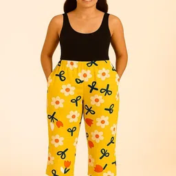 GAB Floral Printed Pure Cotton Straight-Leg Lounge Pant-picture-1