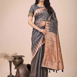 Pandadi Saree Abstract Printed Zari Sarees-image-4