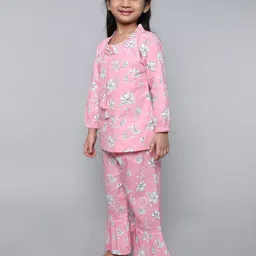 Little Clothings Girls Floral Printed Organic Cotton Top With Trousers-picture-10