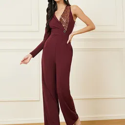 Miss Chase Women V Neck Basic Jumpsuit-picture-26