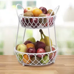 2 Tier Countertop Metal Fruit Basket for Organizing Fruits Vegetables Snacks Iron Fruit & Vegetable Basket-image-19