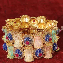 ZULKA Set Of 2 Gold-Plated Zircon Diamond Stone-Studded Bangles-14