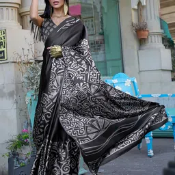 Mitera Ethnic Motifs Block Print Saree-0