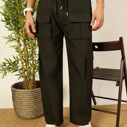 Thomas Scott Men Smart Loose Fit Wrinkle Free Cargos Trousers-image-75
