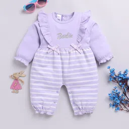 Moms Love Infants Girls Striped Pure Cotton Rompers With Ruffle Detail-image-68
