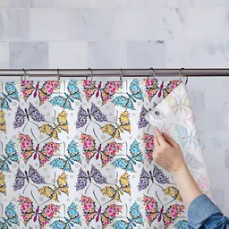 ArtzFolio White & Blue Printed Shower Curtains-image-99