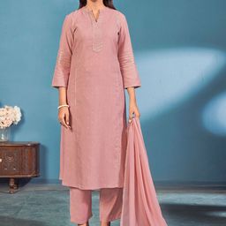 Laxmipati Floral Printed Mandarin Collar Pure Cotton Kurta With Trousers And Dupatta-image-88