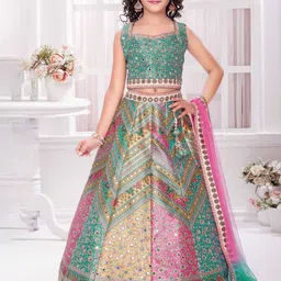 JAY NAGNATH FAB Girls Printed Mirror Work Tie and Dye Ready to Wear Lehenga & Blouse With Dupatta-image-20