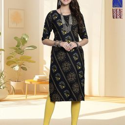 HERE&NOW Women Pack of 3 Ethnic Motifs Printed Daily Straight Kurtas-image-87