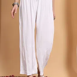 Poshak Chikan Studio Women Ethnic Motifs Embroidered Flared Ethnic Palazzos-image-94
