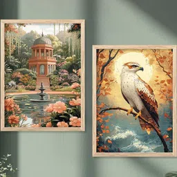WALLLANE Multi Coloured 2 Pieces Wood Abstract Wall Paintings-17