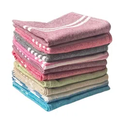 Aura 10Pcs Red & Green Striped Pure Cotton Kitchen Towels-5