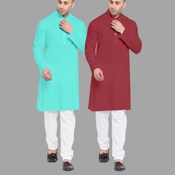 VS MALL Maroon Cotton Blend Kurta Sets-picture-22