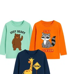 ACTLIVE Boys Pack Of 3 Cartoon Printed Long sleeve T-shirt-picture-26