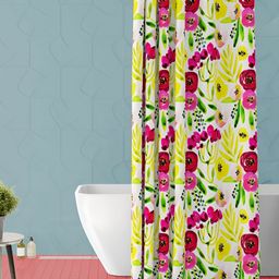 ArtzFolio White & Yellow Printed Waterproof Shower Curtain-image-45