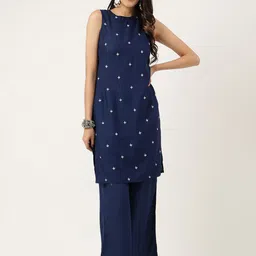 HERE&NOW Women Embroidered Kurta with Trouser-image-38
