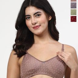 LILY itida Pack Of 4 Printed Seamless Non Padded T Shirt Bra-29
