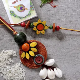 Sangria Set of 2 Beaded Bhaiya Bhabhi Thread Rakhi-10
