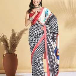 RACHNA Geometric Printed Ready to Wear Block Print Saree-image-27