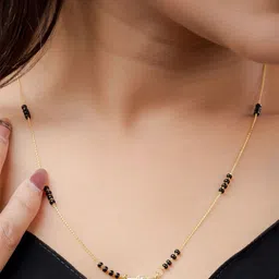 SHWENIT JEWELS Gold-Plated Kundan Stone Studded and Beaded Mangalsutra-11
